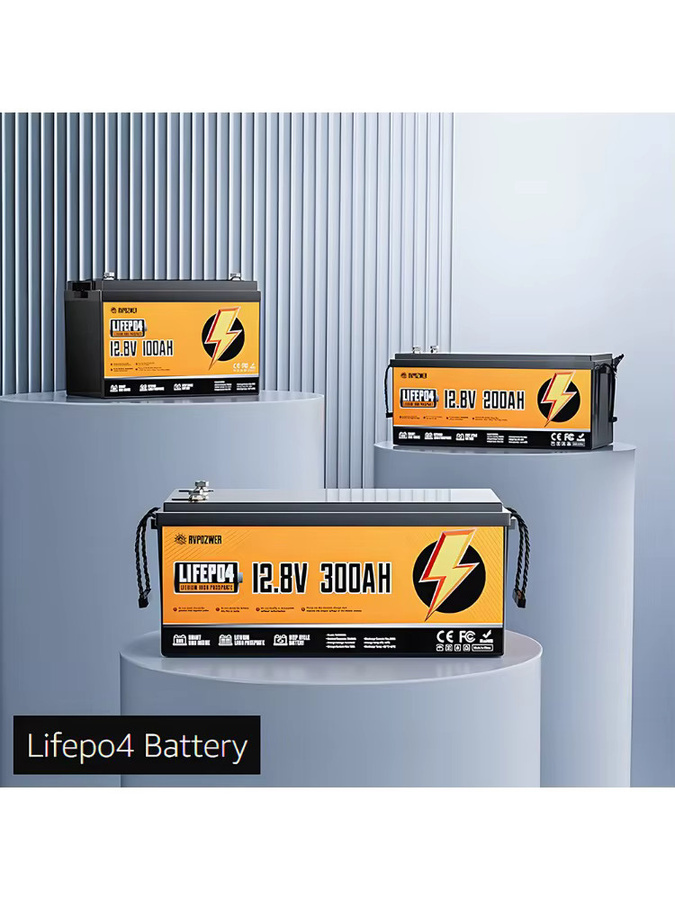 RVPOZWER LiFePO4 Lithiumbatterie 12V mit BMS, tragbare wiederaufladbare Batterie mit variabler Kapazität von 100Ah bis 300Ah (1280Wh bis 3480Wh) und 25000 Zyklen - Bild 6