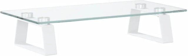 vidaXL Monitorständer aus Hartglas und Metall in Weiß, B/T/H: 40 x 20 x 8 cm - Bild 1