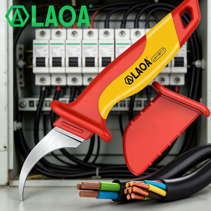 LAOA Isoliertes Elektriker-Messer Spannungsfestes Kabelschneidewerkzeug und Abisolierwerkzeug mit gerader Klinge in Rot - Bild 4
