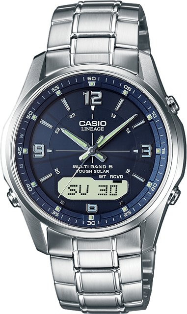 CASIO Armbanduhr, Solar, Edelstahl, Blau, 40 mm, Herren - Bild 1