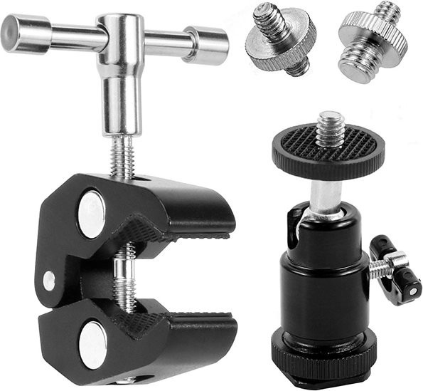 Super Clamp Mount Telefon Halter mit Kugelkopf Adapter für GoPro, Insta360 und Action Kameras, Schwarz - Bild 1