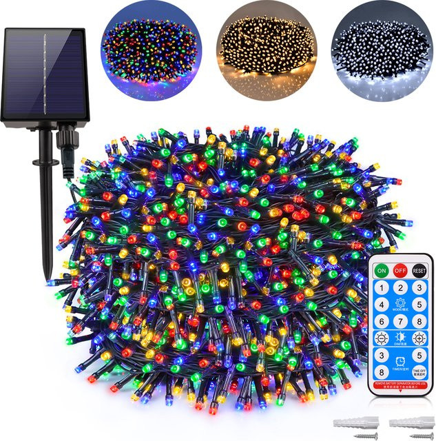 Wasserdichte Solar String Fairy Lights RGB Outdoor Lichterkette mit großem Solar Panel für Garten und Weihnachtsdekoration - Bild 1