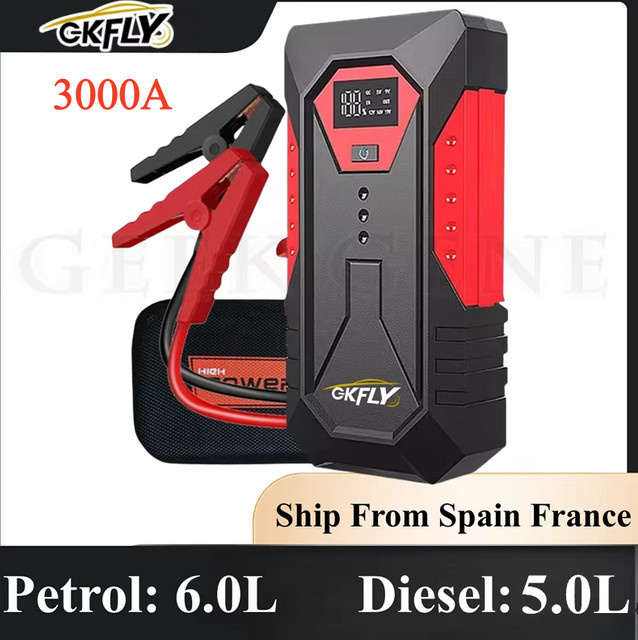 GKFLY Tragbares Auto-Starthilfe Powerbank Autobatterie-Booster 12V Startgerät für Benzin und Diesel in Schwarz oder Grün - Bild 1