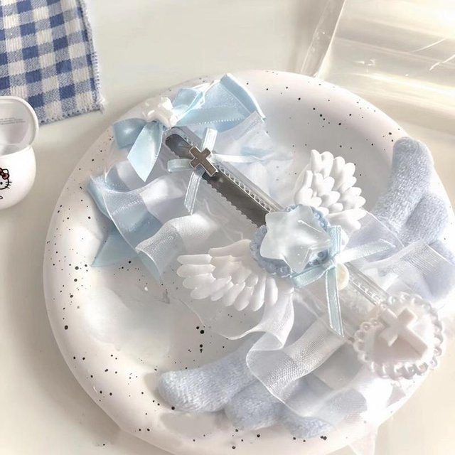 PanCake Kawaii Engelsflügel Cuttermesser in Rosa und Weiß für Schreibwaren und Briefe - Bild 1