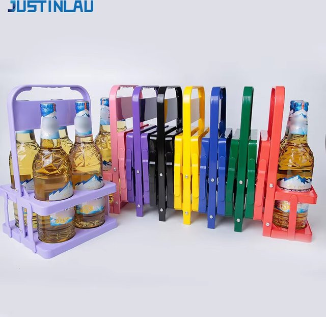 JUSTINLAU Faltbares Bierregal aus Kunststoff in Rot und Multicolour, Getränkekorb und Flaschenhalter, B/T/H: 33,0 x 20,0 cm - Bild 1