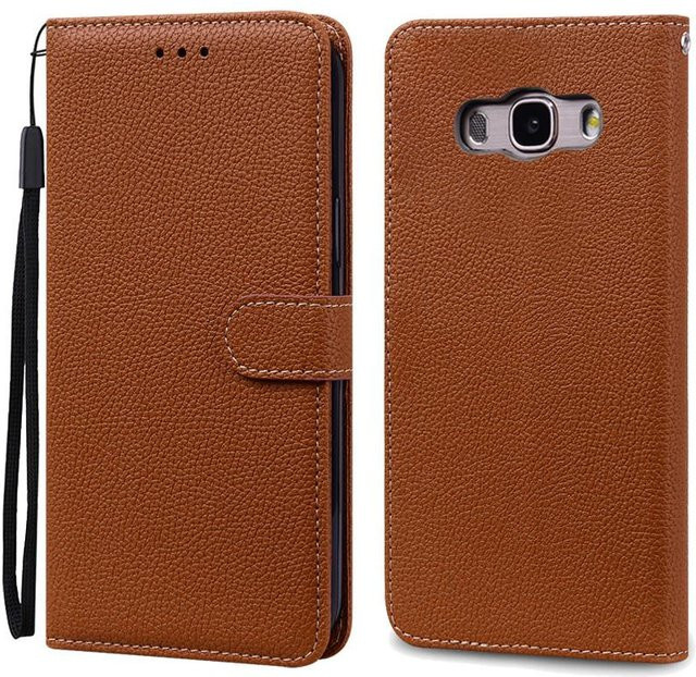 Leder-Flip-Case für Samsung Galaxy J7 2016 (J710, J710F) in Braun - Bild 1