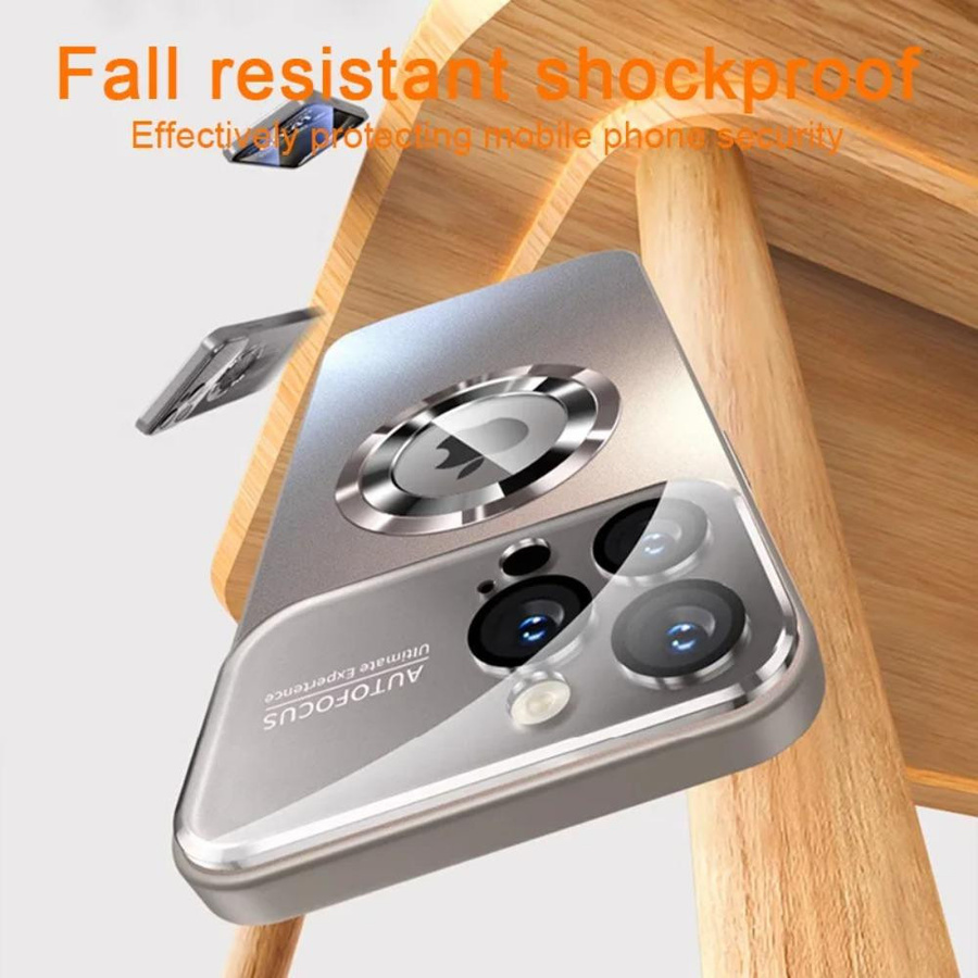 Tuiying002 Luxus Glas Kamera Schutzhülle mit MagSafe Magnetischer Kabelloser Ladefunktion für iPhone 11 12 13 14 15 16 17 Pro Max Air Plus Stoßfeste Hülle - Bild 3