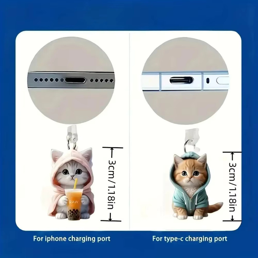 Nette Katze Staubschutz USB Typ C Stecker Anhänger in Pink für iPhone Xiaomi Huawei Handy Zubehör - Bild 3