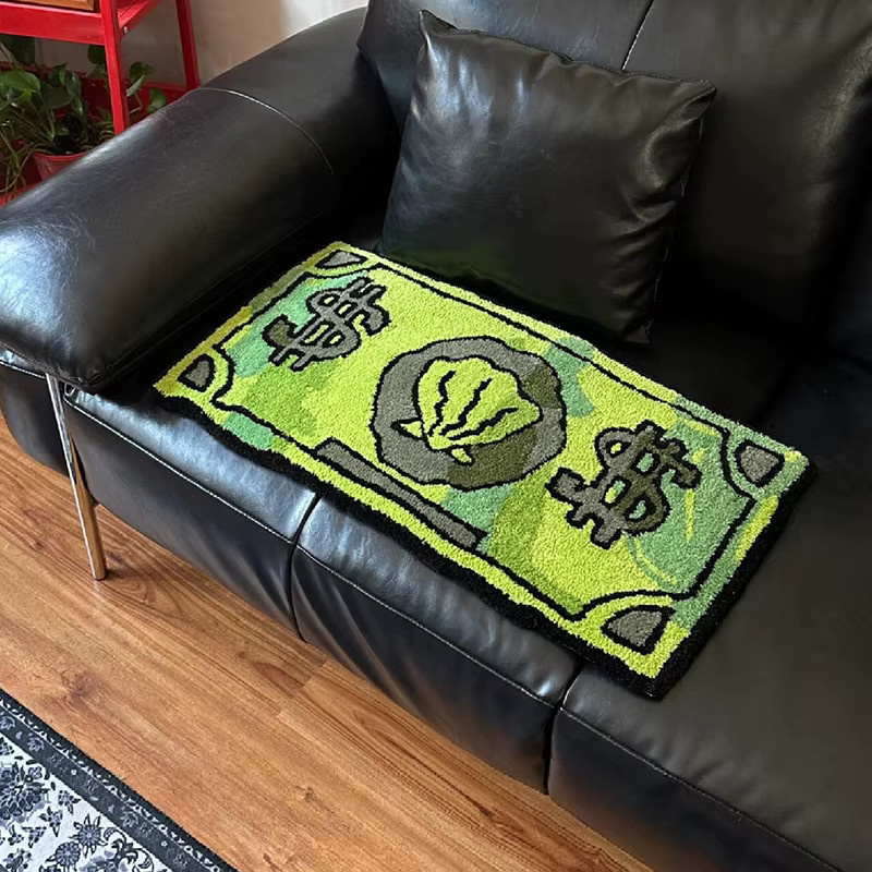 VIKAMA Teppich mit Spongebob Münzmuster in Grün, rutschfeste Bodenmatte für Wohnzimmer, Schlafzimmer oder Eingangsbereich - Bild 3