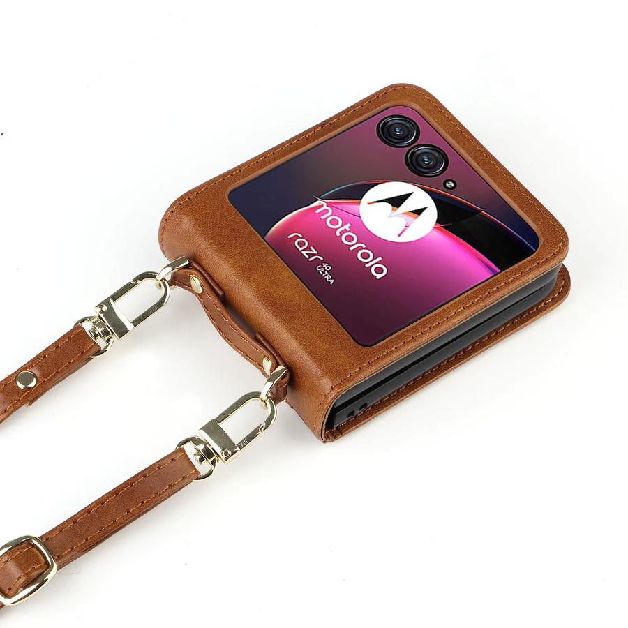 Lederhülle für Motorola Razr 70 60 50 Ultra Moto Razr 40 Razr+ in Pink mit Kartenhalter und Lanyard - Bild 4