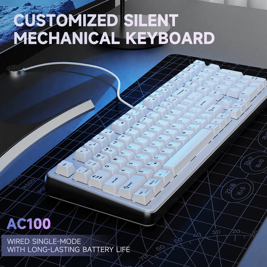 Ajazz AK100 MAX Mechanische Gaming-Tastatur in Schwarz mit keltischem Design, 98 Tasten, LDG-Farbdisplay und Aluminiumgehäuse - Bild 3