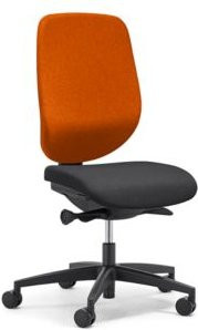 Giroflex Bürostuhl 353 mit Auto-Synchronmechanik und Muldensitz in Orange/Schwarz ohne Armlehnen - Bild 1