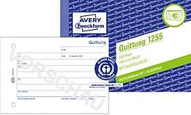 Avery Zweckform Quittungsbuch 1255, A6 Querformat, weiß und blau, 100 Blatt, mit Blauer Engel Zertifizierung - Bild 1