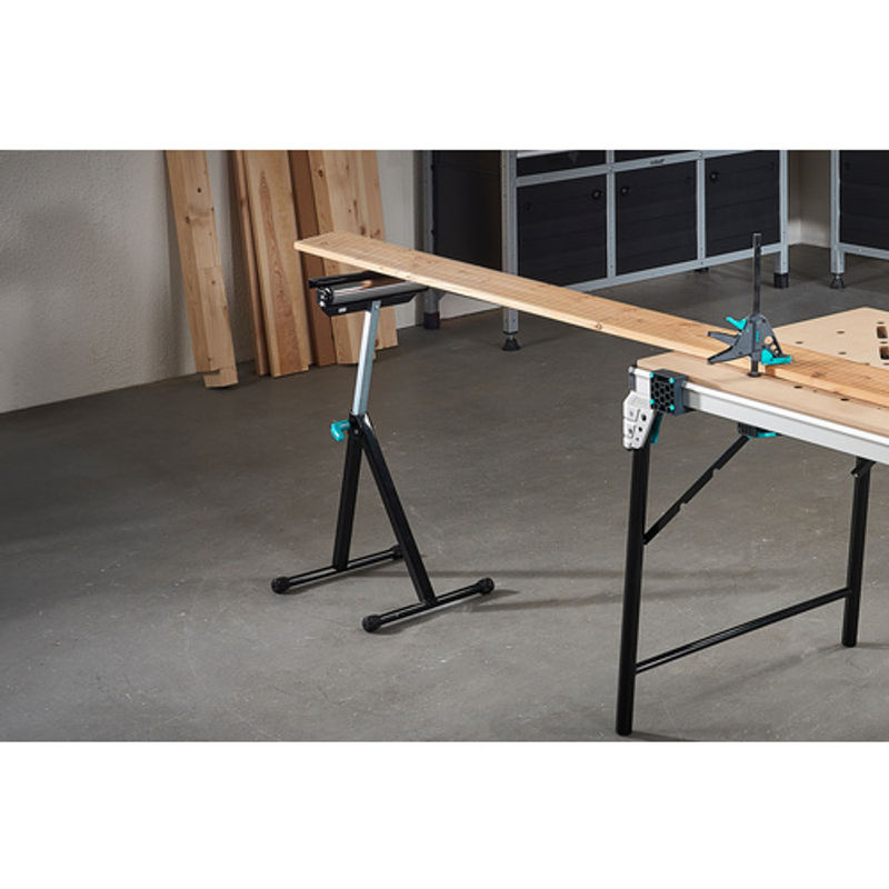 Wolfcraft Multifunktions-Auflagen- und Rollenbock, klappbar und höhenverstellbar, Farbe: Multicolour, Gewicht: 5,6 kg, Tragfähigkeit: 100 kg, B/T/H: 52 x 30 x 10 cm - Bild 3