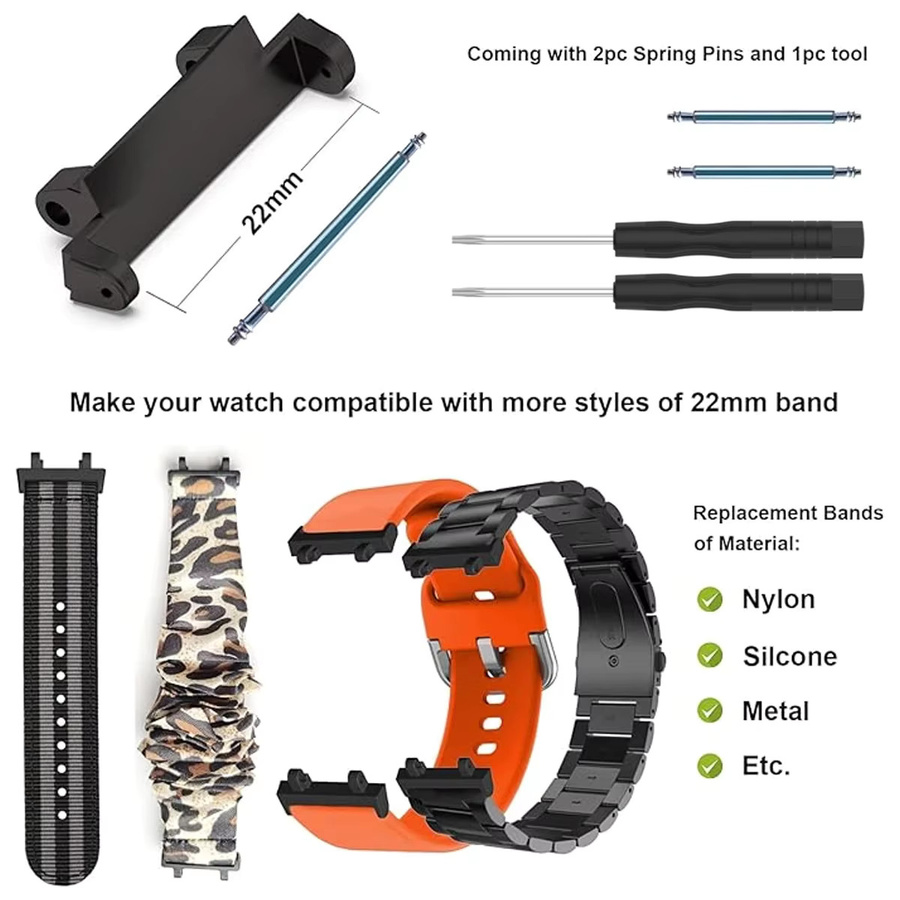 CAOWTAN Uhrenarmband-Adapter Amazfit T-Rex 3, T-Rex Pro, T Rex 2, Edelstahl, Schwarz - Bild 5