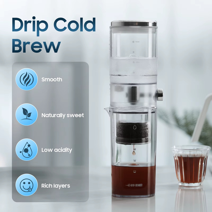 MHW-3BOMBER Eiskaffeebereiter Kaltbrüher aus Glas in Transparent und Black, 400 ml - Bild 3