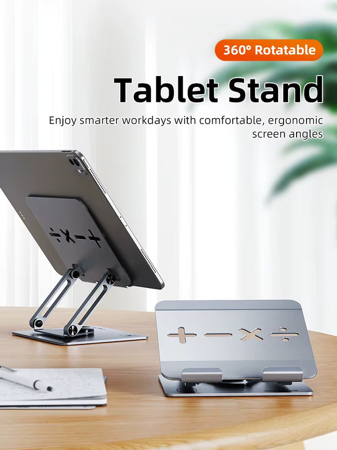 CABLETIME Tablet Ständer aus Aluminium in Grau mit 360 Grad Rotation, faltbarer Desktop Halter für iPad Pro, Air, Mini und Nintendo Switch - Bild 6