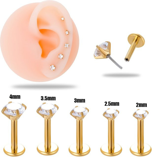 mling Ohrstecker Edelstahl, Zirkonia, Gold - Bild 1