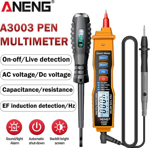 ANENG A3003 Digital-Multimeter Stift mit AC/DC Spannungsinduktion und Neon-Lampe Anzeige für Elektriker - Bild 1