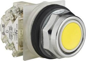 Schneider Electric 9001KR1YH13 Drucktaster Gelb, Rund, Ø30 mm, 10A, 1S+1Ö Leuchttaster ohne Leuchtmelder Typ K - Bild 1