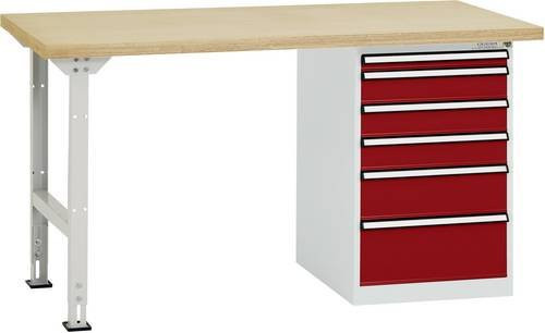 Manuflex Werkbanksystem TP5089.3003 in Rubin-Rot aus Stahl und Gummi, B/T/H: 300 x 150 x 70 cm - Bild 1