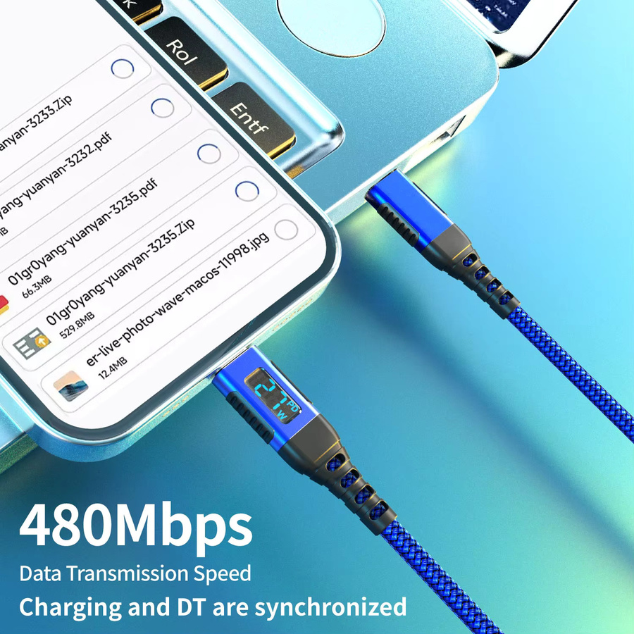 LAIHONEN USB-C auf Lightning Kabel, 27W Schnellladekabel für iPhone und iPad, MFi-zertifiziert, Blau, Länge: 1,8 m - Bild 2