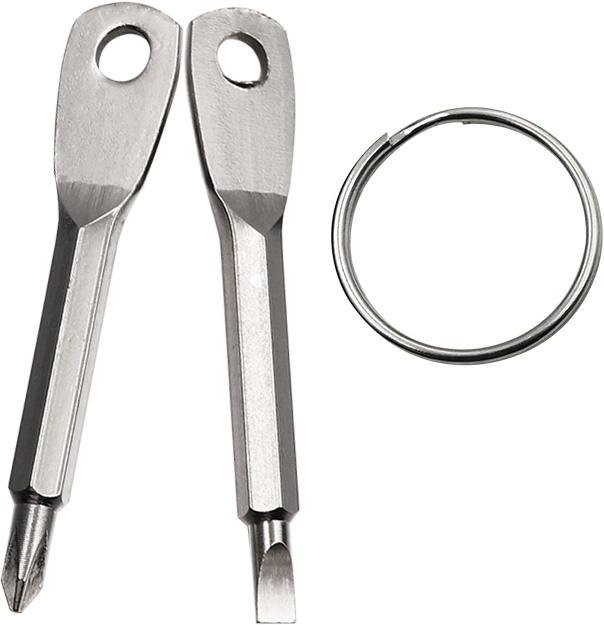 NATAWA Mini-Kreuzschlitzschraubendreher als tragbares Taschenreparaturwerkzeug mit Schlüsselring, Silber - Bild 1