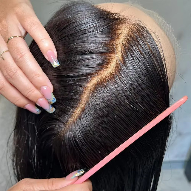 mayfive Echthaarperücke Bone Straight, 32 Zoll, Schwarz, Damen - Bild 1