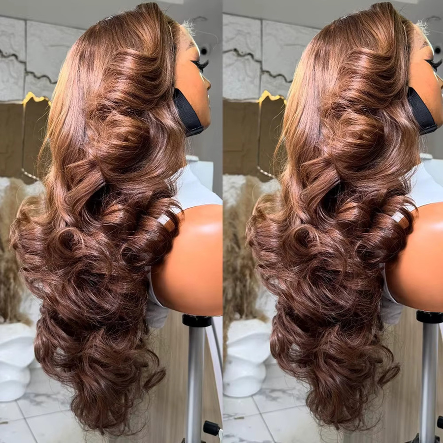 HOTBABE Echthaar-Perücke, braun, gelockt, 32-34 Zoll, HD Lace Frontal - Bild 2
