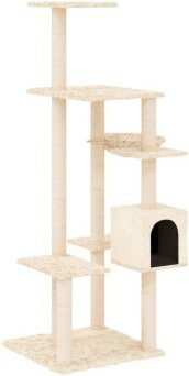 vidaXL Kratzbaum mit Sisal-Kratzsäulen in Creme, Höhe: 142 cm - Bild 1