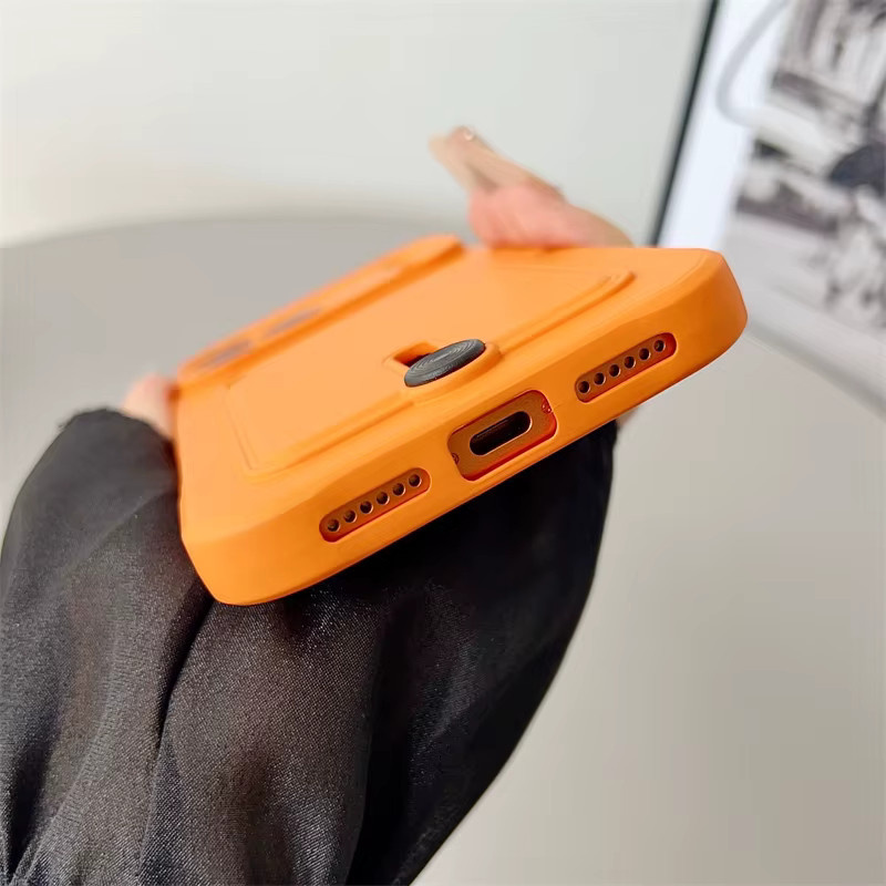 RPKKS Silikon Handyhülle mit Kartenfach für iPhone 17 16 15 14 13 12 11 Pro Max Plus Air in Rot und Orange - Bild 3