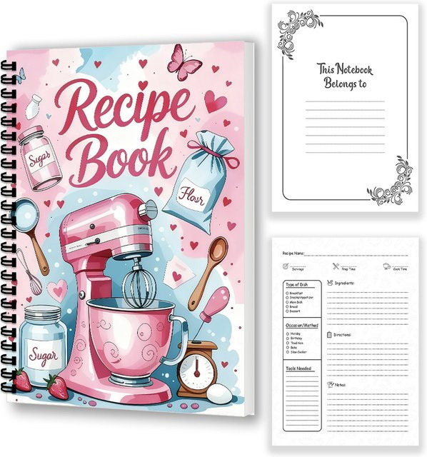 Rezeptnotizbuch mit Spiralbindung und Backthema, Softcover, Linierte Seiten, Mehrfarbig - Bild 1