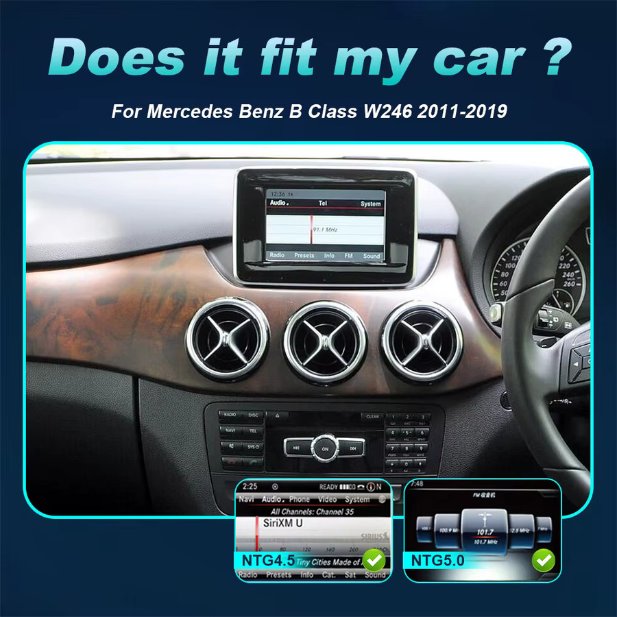 Nunoo Android 14 Autoradio mit Wireless CarPlay und GPS für Mercedes Benz B-Klasse W246 2011-2019 in Schwarz - Bild 2