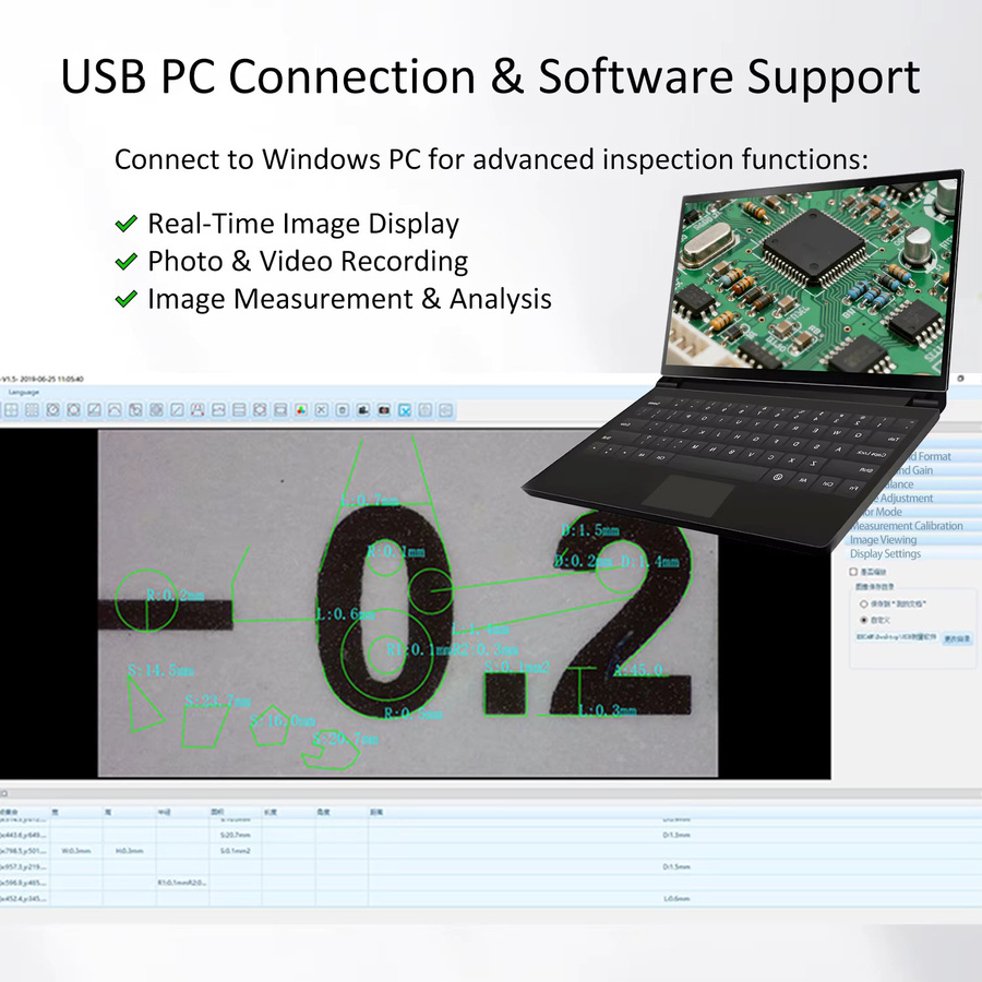YIZHAN 7-Zoll-LCD-USB-Digitalmikroskop in Schwarz mit HD-Bildschirm, 60 einstellbaren LEDs und Fernbedienung für industrielle Inspektionen - Bild 5