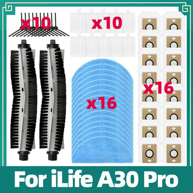 OSSIEAO Zubehör Set für iLife A30 Pro mit Hauptbürste, Seitenbürste, HEPA-Filter, Wischmopp und Staubbeuteln in Multicolor - Bild 1