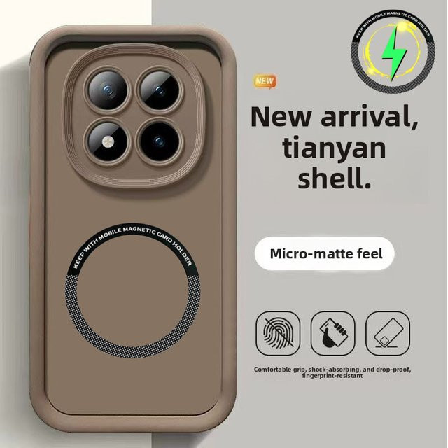 MagSafe kompatible magnetische Handyhülle für Xiaomi Poco M8 Pro M8 M7 X8 Pro Max X7 F8 Ultra F7 F6 mit echtem Hautgefühl in Schwarz und Braun - Bild 1