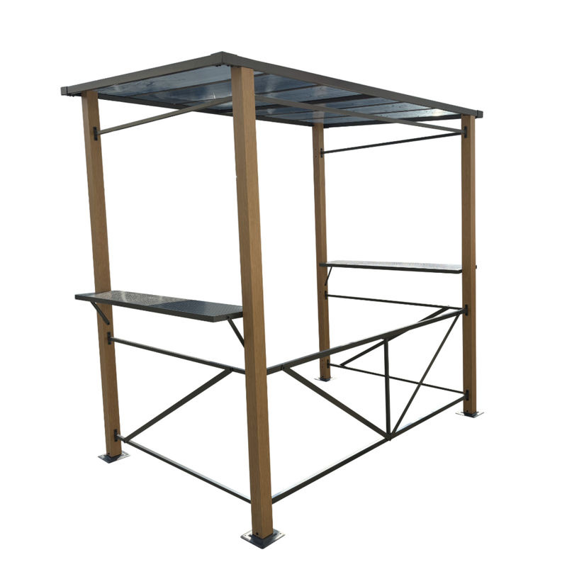 Leco Luxus-Grillpavillon aus Aluminium in Holzoptik, Anthrazit-Grau, B/T/H: 150 x 235 x 227 cm - Bild 5
