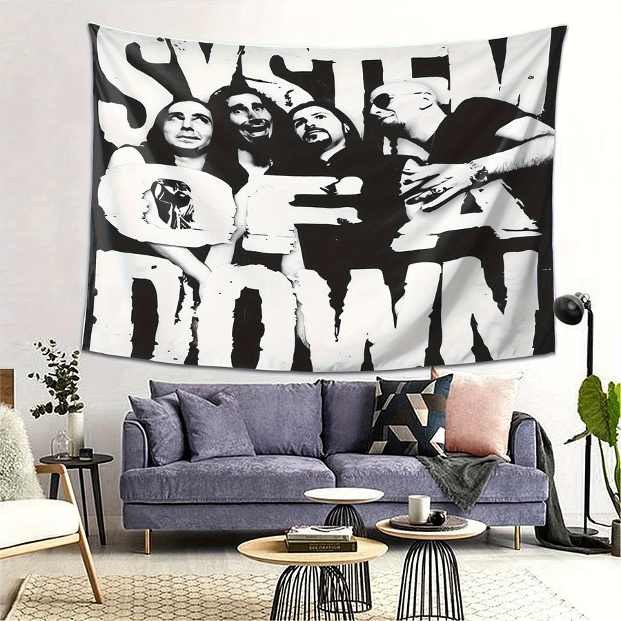 System Of A Down Retro Metal Wandteppich aus Polyester, Wandbehang für Schlafzimmer und Wohnzimmer, Breite: 40 cm, Höhe: 60 cm - Bild 3