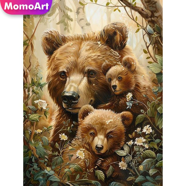 Momoart Diamantmalerei Bär DIY Bastelset mit Diamant-Mosaik und Strass-Stickerei zur Wanddekoration - Bild 1