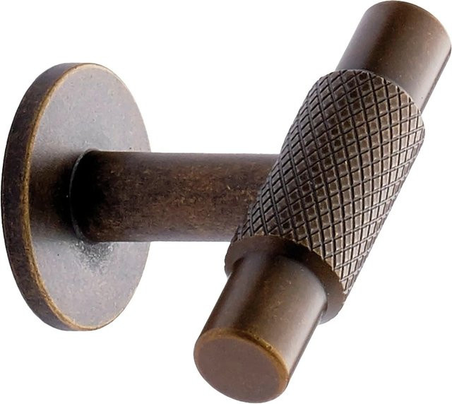 Furnipart Möbelknopf Manor aus Zinkdruckguss in Messing Antik, Farbe Gold/Braun, Durchmesser: 14 mm, Tiefe: 39 mm - Bild 1
