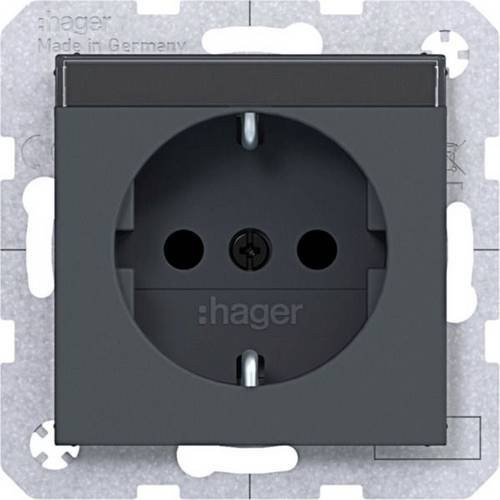 Hager Schutzkontakt-Steckdose in Anthrazit matt WAS1401AT - Bild 1