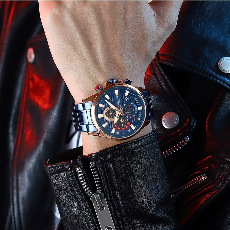 Gurren Armbanduhr, Quarz, Edelstahl, Blau, Herren - Bild 2