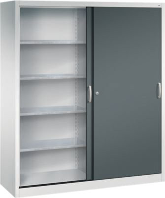 C + P Schiebetüren-Werkzeugschrank Acurado aus Stahl in Lichtgrau und Anthrazitgrau, B: 160 cm, T: 50 cm, H: 195 cm - Bild 1