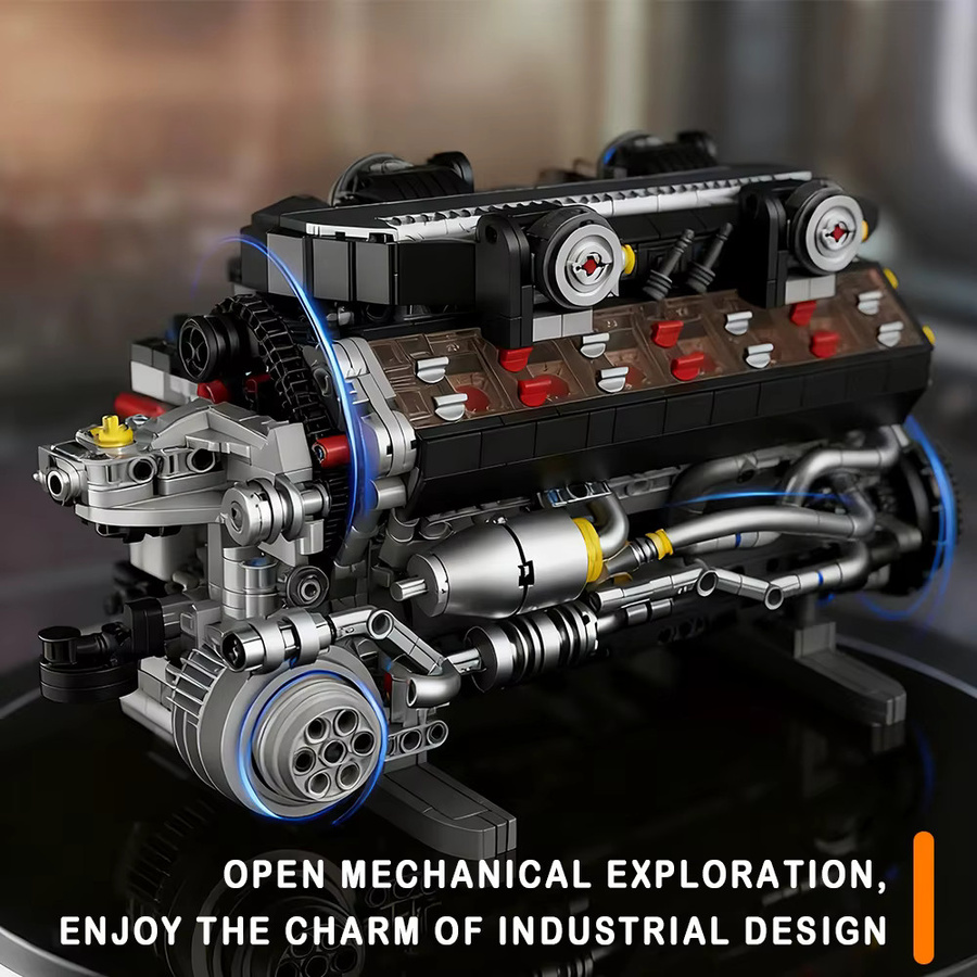 Yangkili Mechanische V12 Motor Elektrische Antrieb Bausteine, Montage Modell, Fahrzeuge - Bild 2