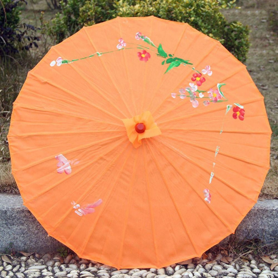 Qinyuan Traditioneller chinesischer Kunstschirm Vintage Faltbarer Tanzschirm aus Bambus in Grün, Durchmesser: 82 cm - Bild 4