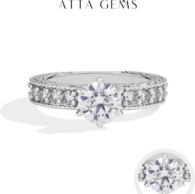 ATTAGEMS Moissanit-Ring, 925 Silber, Damen - Bild 1