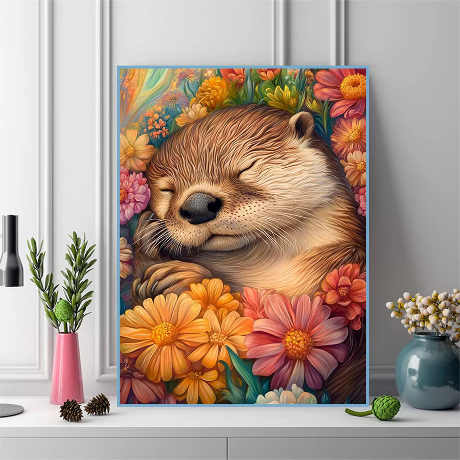 EverShine 5D Diamantmalerei Otter mit Gänseblümchen DIY Mosaik Stickerei in Multicolour, B/B/H: 30,0 x 30,0 x 2,0 cm - Bild 3