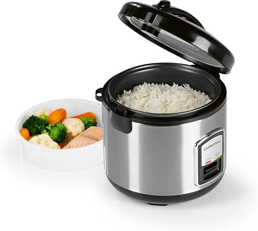 GOURMETmaxx Reiskocher in Schwarz und Silber mit Warmhaltefunktion und spülmaschinenfesten Teilen, B/H/T: 23,6 x 25,2 x 23,6 cm - Bild 3