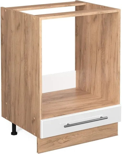 Vicco Herdumbauschrank Fame-Line Küchenschrank in Weiß Hochglanz und Eiche mit Softclose-Scharnieren, Breite: 60 cm - Bild 2