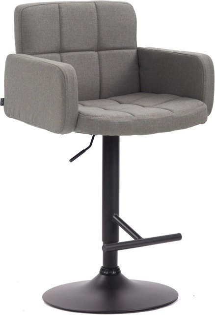 DELUKE Barhocker SUTUN Barstuhl aus Stoff in Grau und Schwarz, höhenverstellbar, drehbar mit Lehne, B/T/H: 60 x 56 x 93 cm - Bild 1